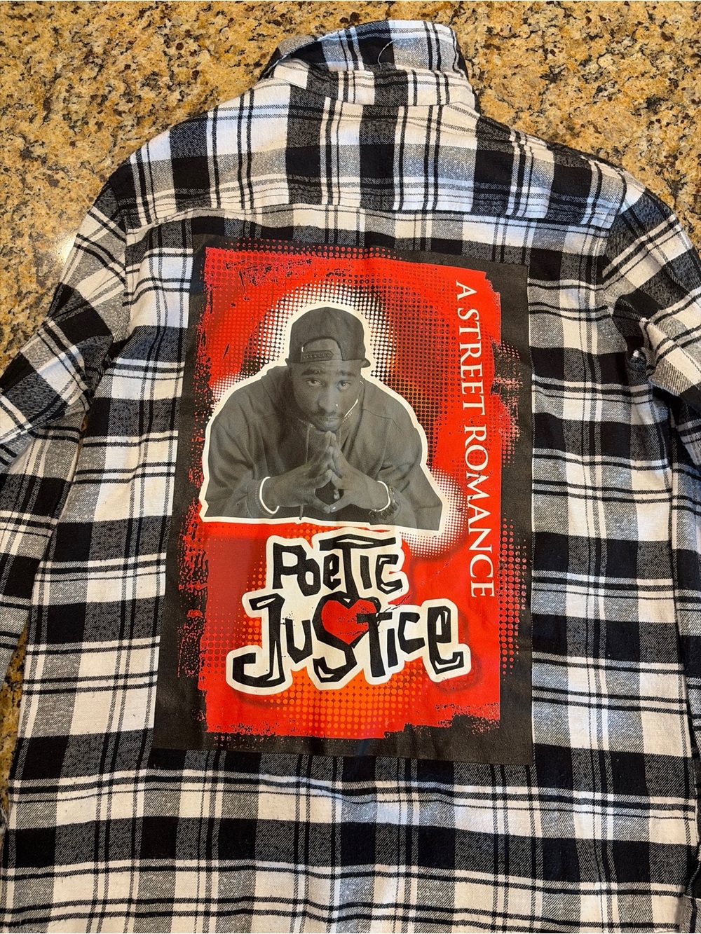 Tupac Poetic Justice Chemistry Black and White Plaid Flannel Shirt size M